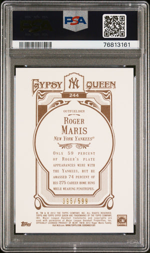 Roger Maris 2012 Topps Gypsy Queen Blue Frame Baseball Card #244 Graded PSA 10-Powers Sports Memorabilia