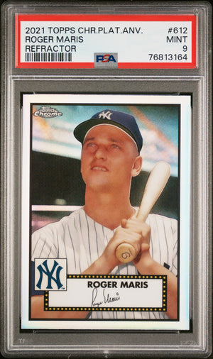 Roger Maris 2021 Topps Chrome Platinum Refractor Baseball Card #612 Graded PSA 9-Powers Sports Memorabilia