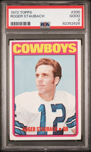 Roger Staubach 1972 Topps Football Rookie Card #200 Graded PSA 2 82352626-Powers Sports Memorabilia