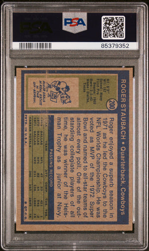 Roger Staubach 1972 Topps Football Rookie Card #200 Graded PSA 5 85379352-Powers Sports Memorabilia