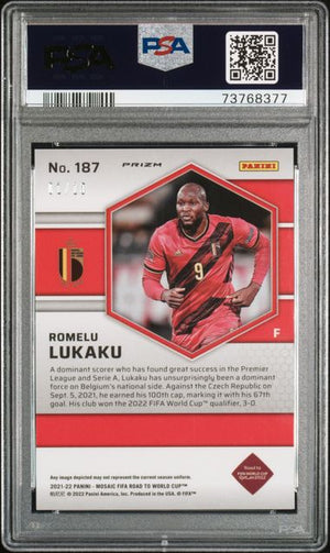 Romelu Lukaku 2021 Panini Mosaic World Cup Pink Fluorescent Card #187 PSA 9 1/10-Powers Sports Memorabilia