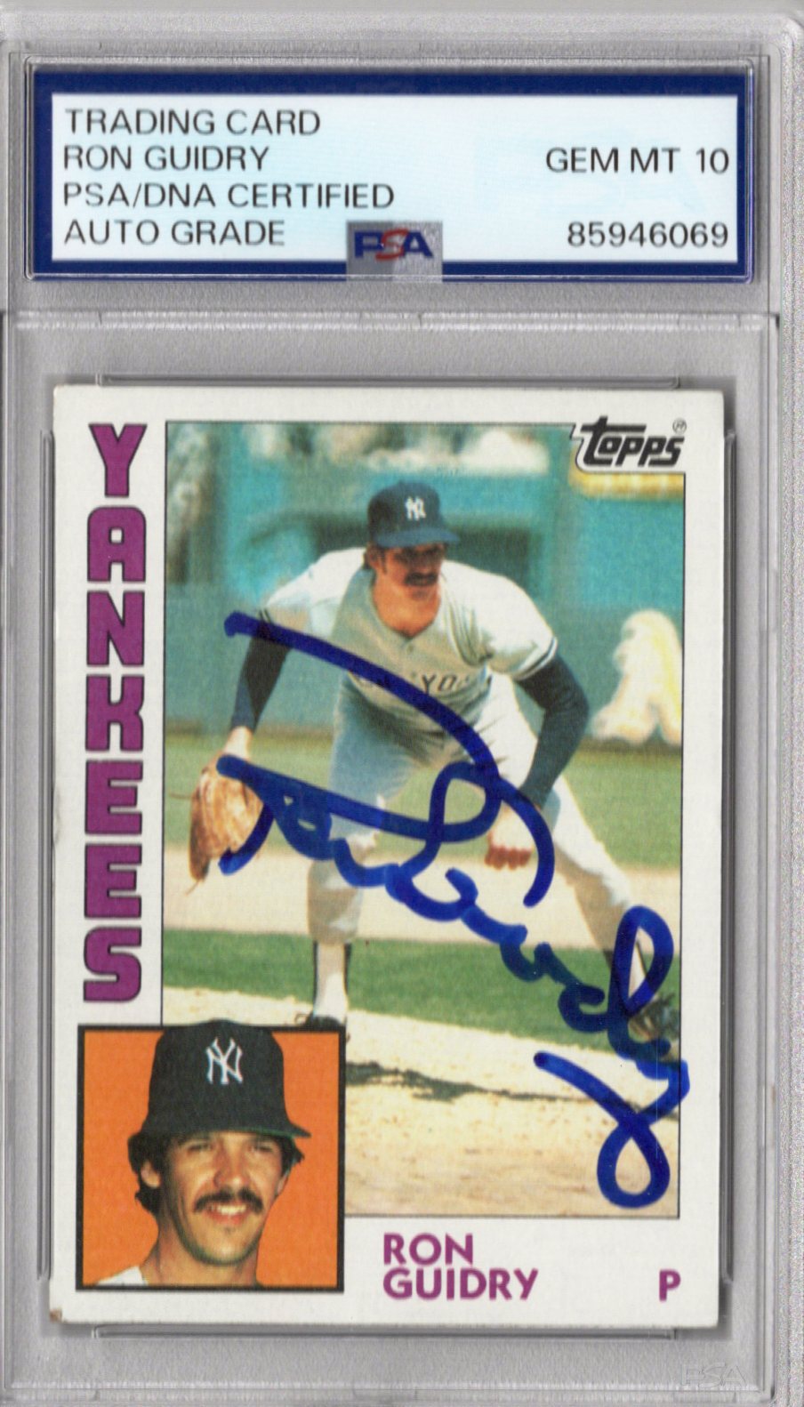 Ron Guidry Signed New York Yankees 1984 Topps #110 Card PSA AUTO GRADE GEM MT 10-Powers Sports Memorabilia