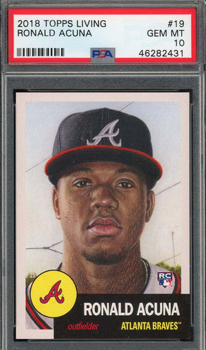 Ronald Acuna Jr 2018 Topps Living Baseball Rookie Card RC #19 Graded PSA 10-Powers Sports Memorabilia