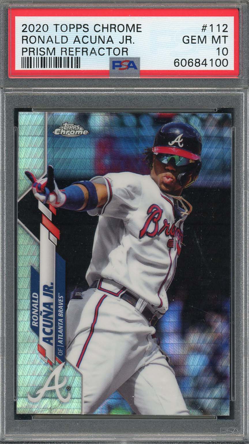 Ronald Acuna Jr 2020 Topps Chrome Prism Refractor Card #112 Graded PSA 10-Powers Sports Memorabilia