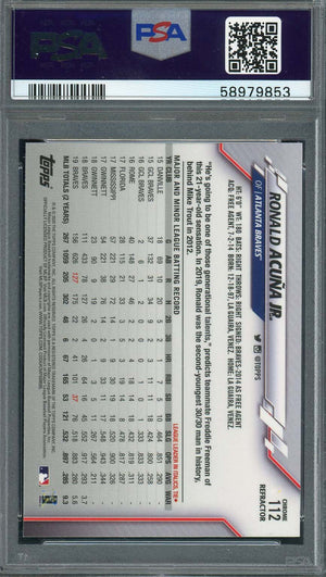 Ronald Acuna Jr 2020 Topps Chrome Refractor Baseball Card #112 Graded PSA 10-Powers Sports Memorabilia