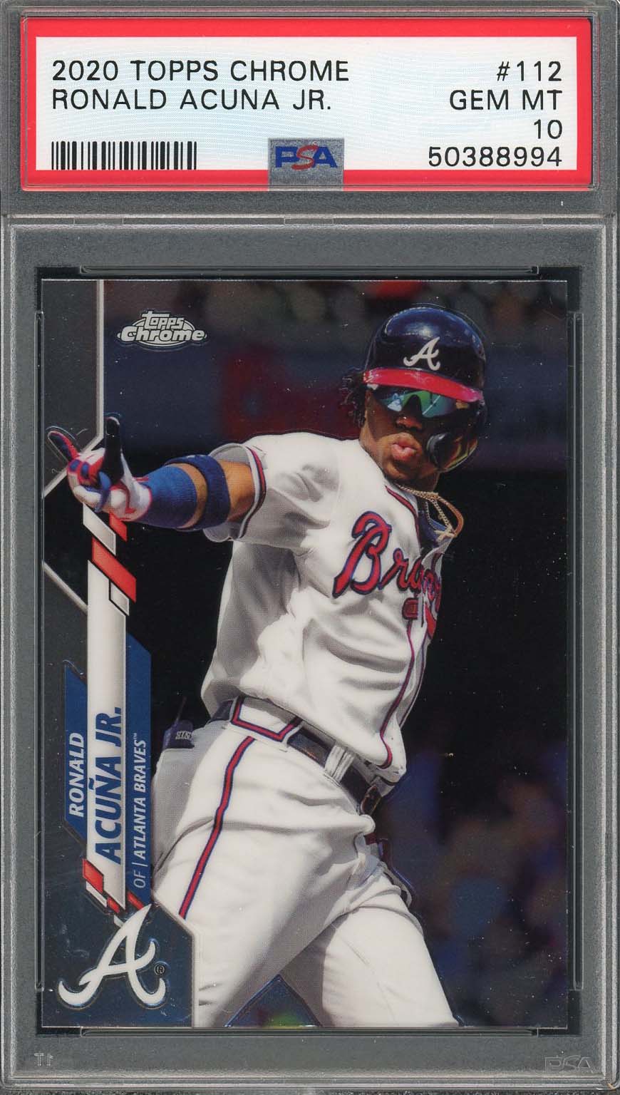 Ronald Acuna Jr 2020 Topps Chrome Baseball Card #112 Graded PSA 10 GEM MINT-Powers Sports Memorabilia