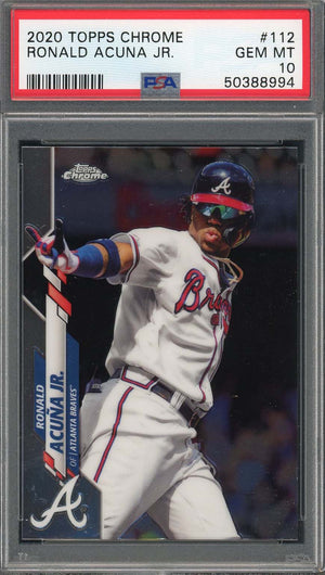 Ronald Acuna Jr 2020 Topps Chrome Baseball Card #112 Graded PSA 10 GEM MINT-Powers Sports Memorabilia