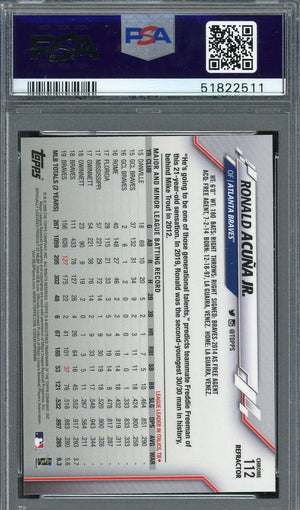 Ronald Acuna Jr 2020 Topps Chrome Sepia Refractor Baseball Card #112 PSA 10-Powers Sports Memorabilia
