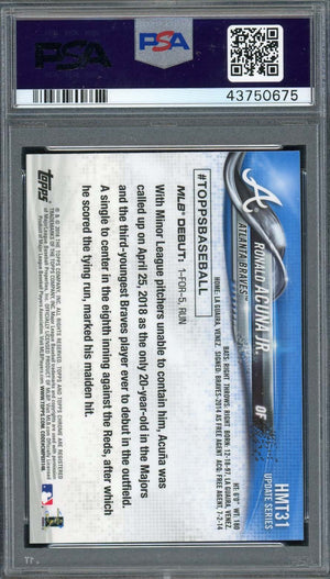 Ronald Acuna Jr 2018 Topps Chrome Update Baseball Rookie Card RC #HMT31 Graded PSA 10 GEM MINT-Powers Sports Memorabilia