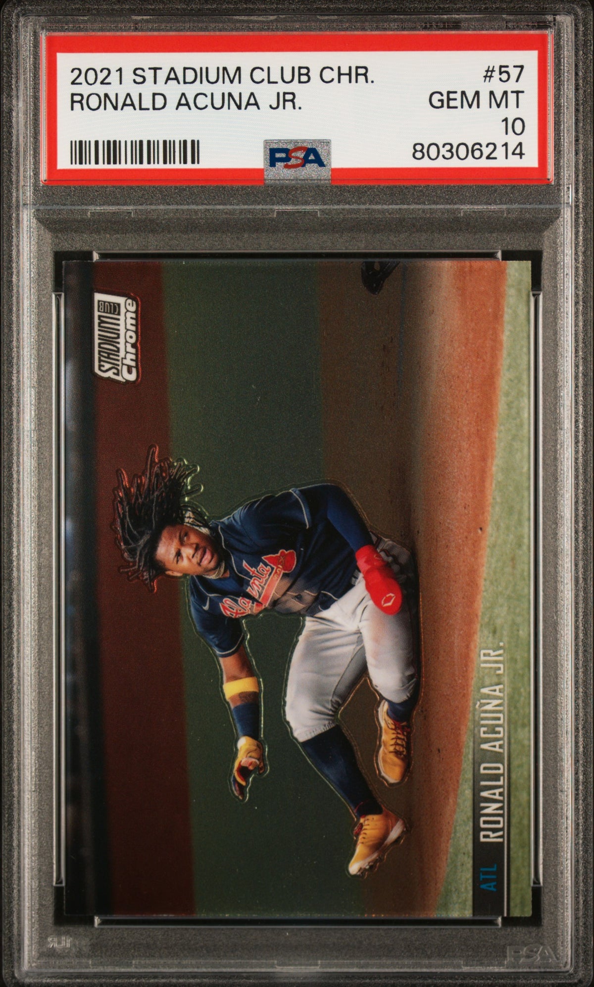 Ronald Acuna 2021 Topps Stadium Club Chrome Baseball Card #57 Graded PSA 10-Powers Sports Memorabilia