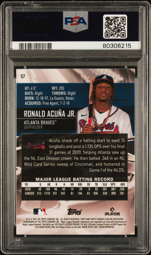 Ronald Acuna 2021 Topps Stadium Club Chrome Baseball Card #57 Graded PSA 9-Powers Sports Memorabilia