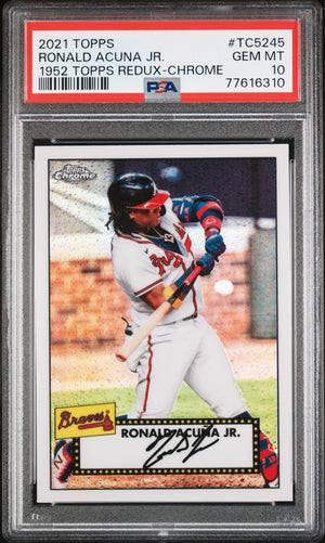 Ronald Acuna Jr 2021 Topps 1952 Redux Chrome Baseball Card #TC5245 Graded PSA 10-Powers Sports Memorabilia