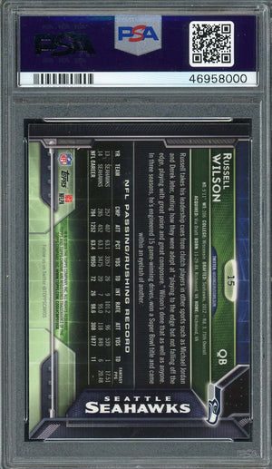 Russell Wilson 2015 Topps Chrome Green Refractor Football Card #15 Graded PSA 10-Powers Sports Memorabilia