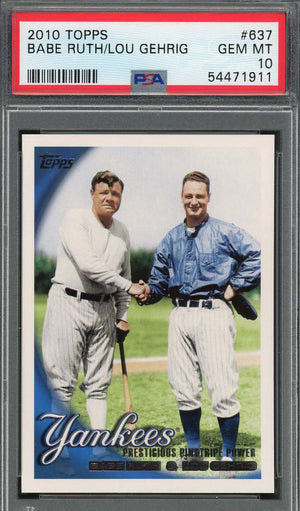 Babe Ruth Lou Gehrig 2010 Topps Baseball Card #637 Graded PSA 10-Powers Sports Memorabilia
