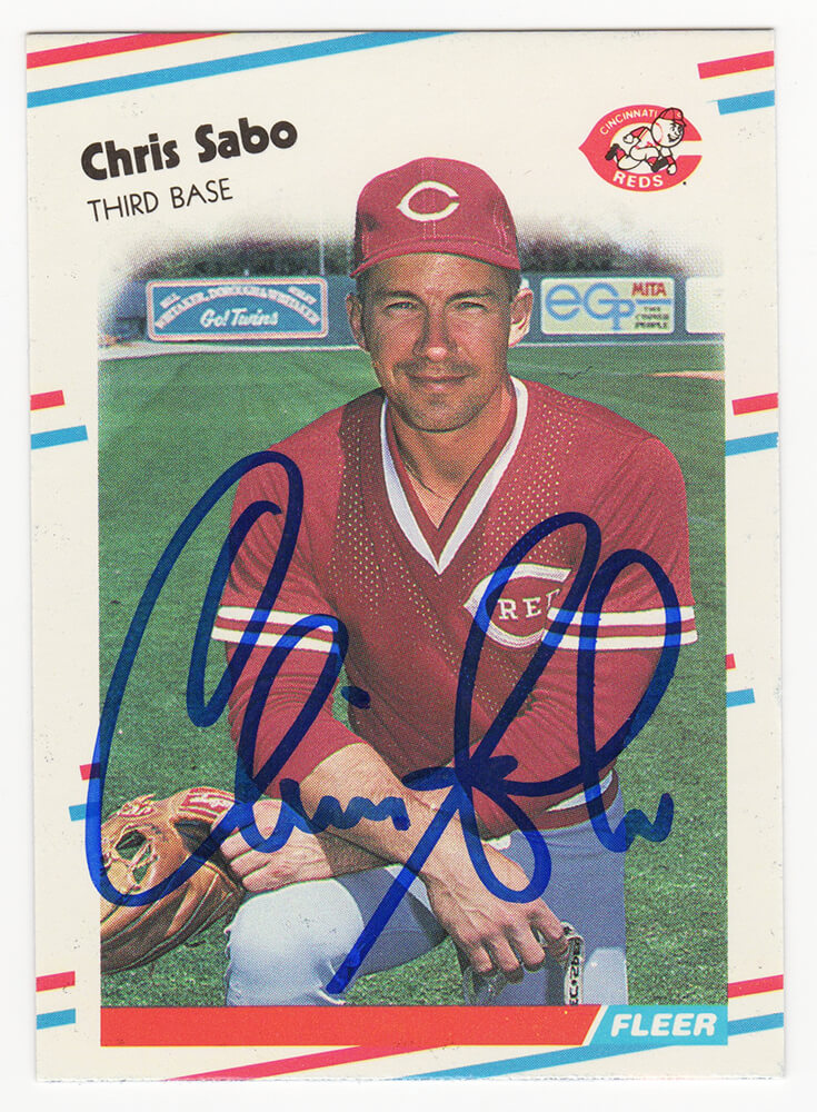Chris Sabo Autographed Cincinnati Reds 1988 Fleer Update Rookie Baseball Trading Card #U-87-Powers Sports Memorabilia