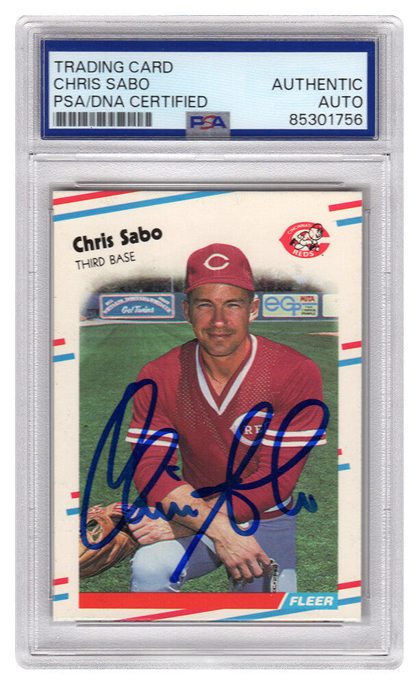 Chris Sabo Autographed Reds 1988 Fleer Update Rookie Baseball Card #U-87 - (PSA Encapsulated)-Powers Sports Memorabilia