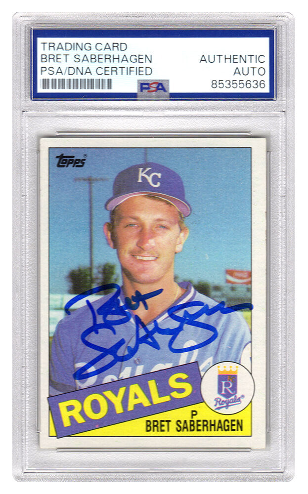 Bret Saberhagen Autographed Royals 1985 Topps Rookie Baseball Trading Card #23 - (PSA Encapsulated)-Powers Sports Memorabilia