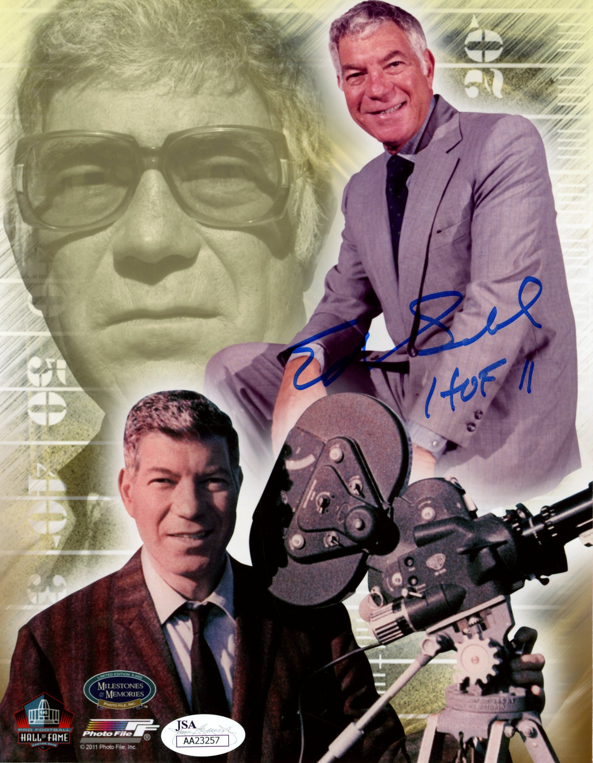 Ed Sabol NFL Films Signed Mini Helmet - Dry Mounted 7x9 JSA JSA-Powers Sports Memorabilia