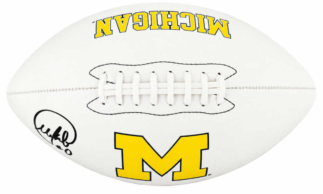 Mike Sainristil Autographed Michigan Wolverines Logo Brands White Logo Football-Powers Sports Memorabilia