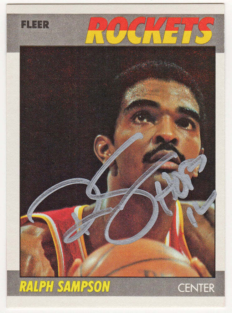 Ralph Sampson Autographed Houston Rockets 1987 Fleer Basketball Trading Card #95 with HOF'12-Powers Sports Memorabilia