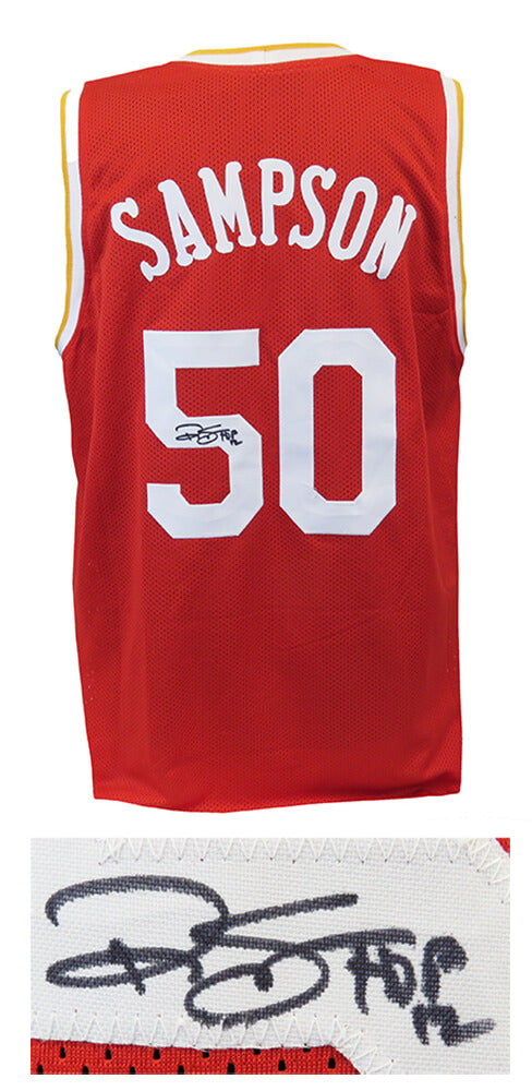 Ralph Sampson Autographed Red Custom Basketball Jersey with HOF'12-Powers Sports Memorabilia