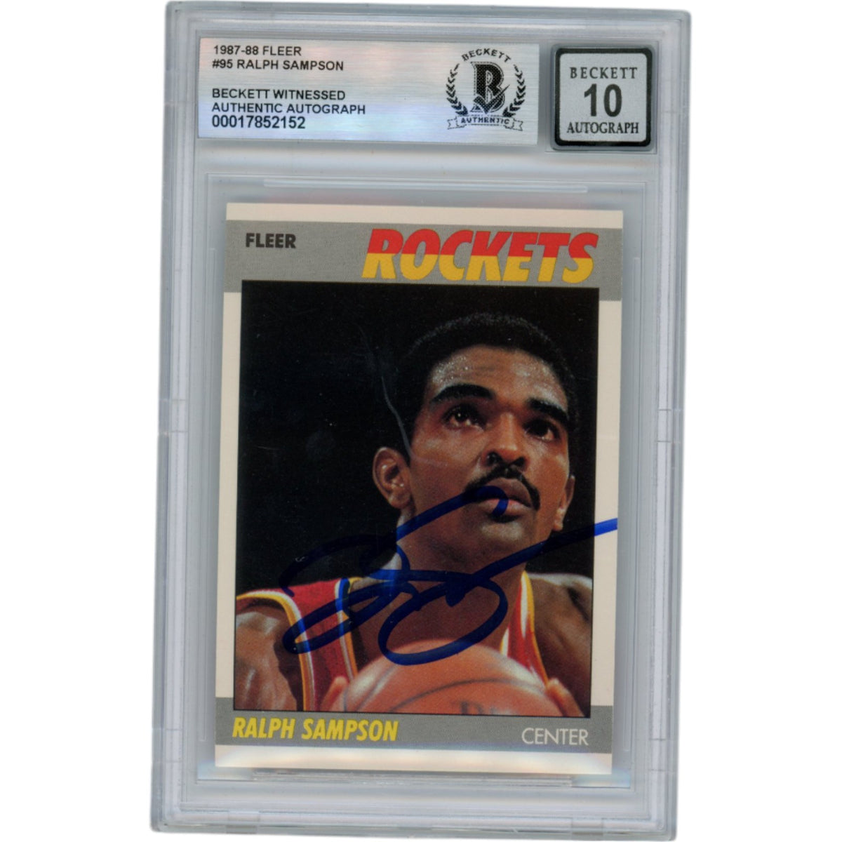 Ralph Sampson Houston Rockets Signed Card - 1987 Fleer #97 Slabbed Beckett Beckett-Powers Sports Memorabilia