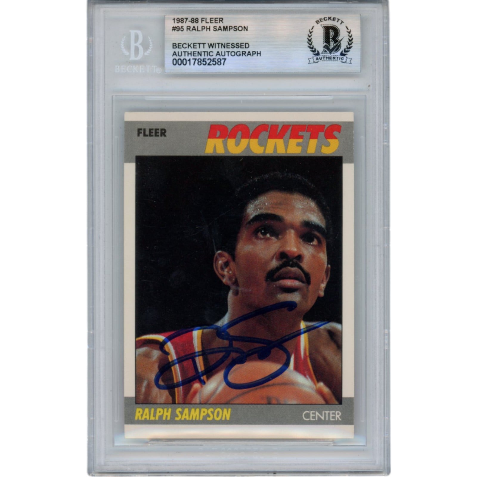 Ralph Sampson Signed 1987 Fleer #97 Slabbed Trading Card – Beckett Authenticated-Powers Sports Memorabilia