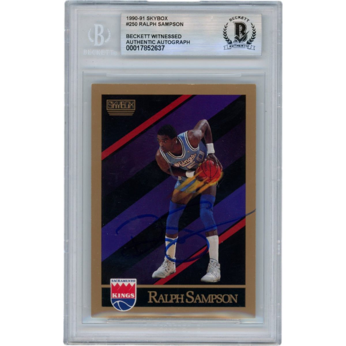 Ralph Sampson 1990 Skybox #250 Slabbed Trading Signed Card-Powers Sports Memorabilia
