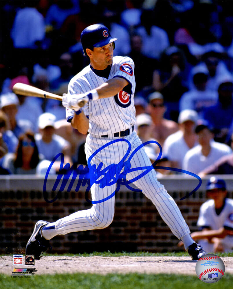 Ryne Sandberg Autographed Chicago Cubs Swinging Action 8x10 Photo-Powers Sports Memorabilia