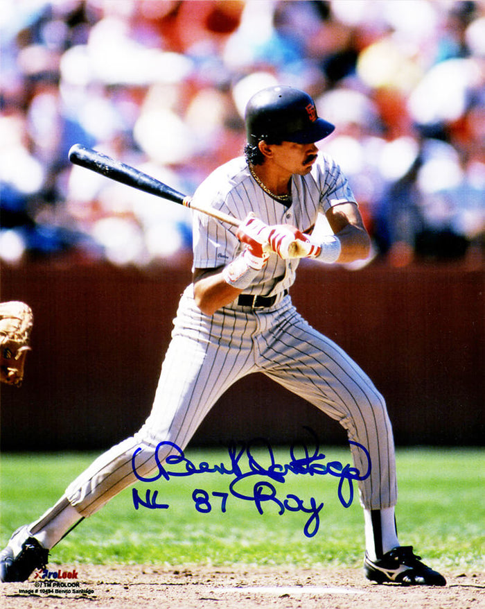 Benito Santiago Autographed San Diego Padres Action 8x10 Photo with 87 NL ROY-Powers Sports Memorabilia