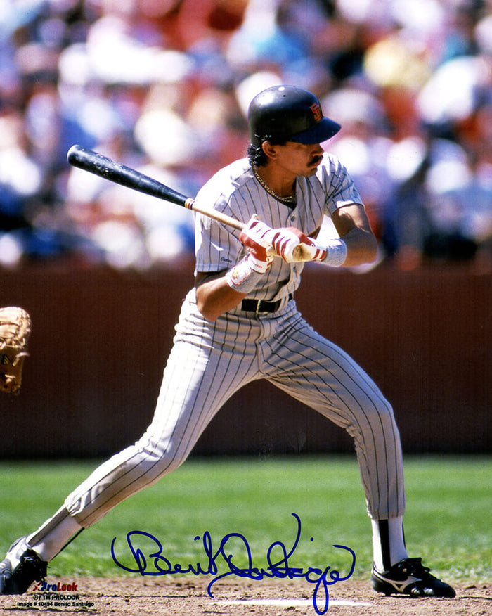 Benito Santiago Autographed San Diego Padres Batting Action 8x10 Photo-Powers Sports Memorabilia