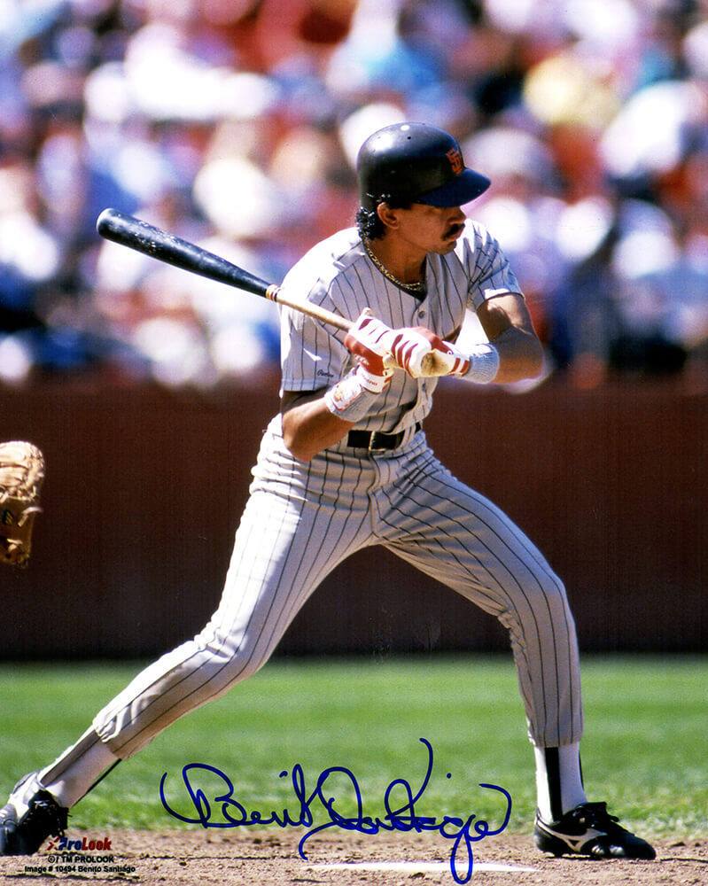 Benito Santiago Autographed San Diego Padres Batting Action 8x10 Photo-Powers Sports Memorabilia