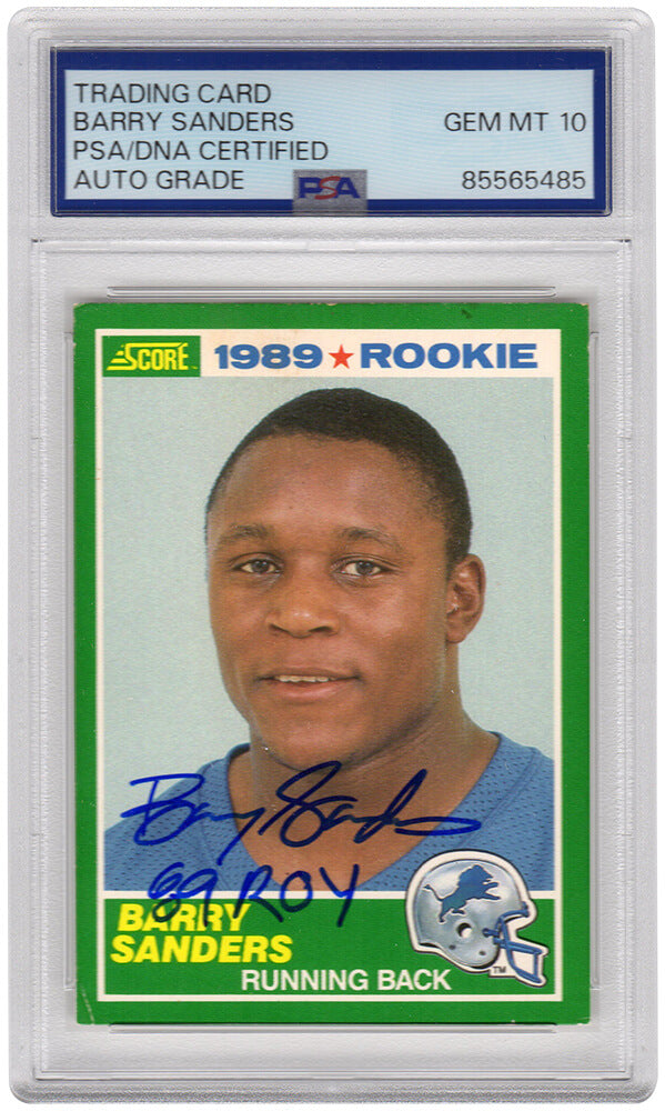 Barry Sanders Detroit Lions Autographed 1989 Score Rookie Football Card-Powers Sports Memorabilia