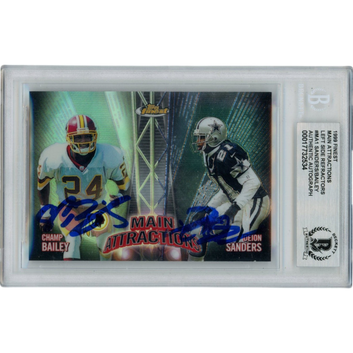 Deion Sanders Champ Bailey Washington Redskins Signed Card - 99 Finest Slab Beckett Beckett-Powers Sports Memorabilia