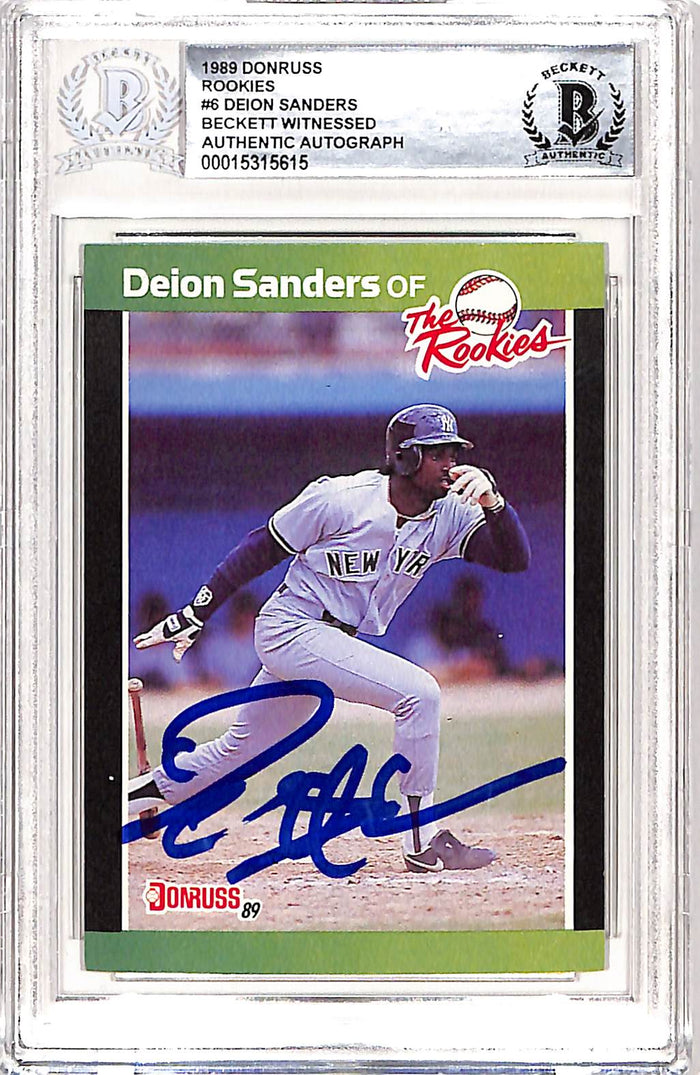Deion Sanders Signed 1989 Donruss #6 Trading Card – Beckett Authenticated-Powers Sports Memorabilia