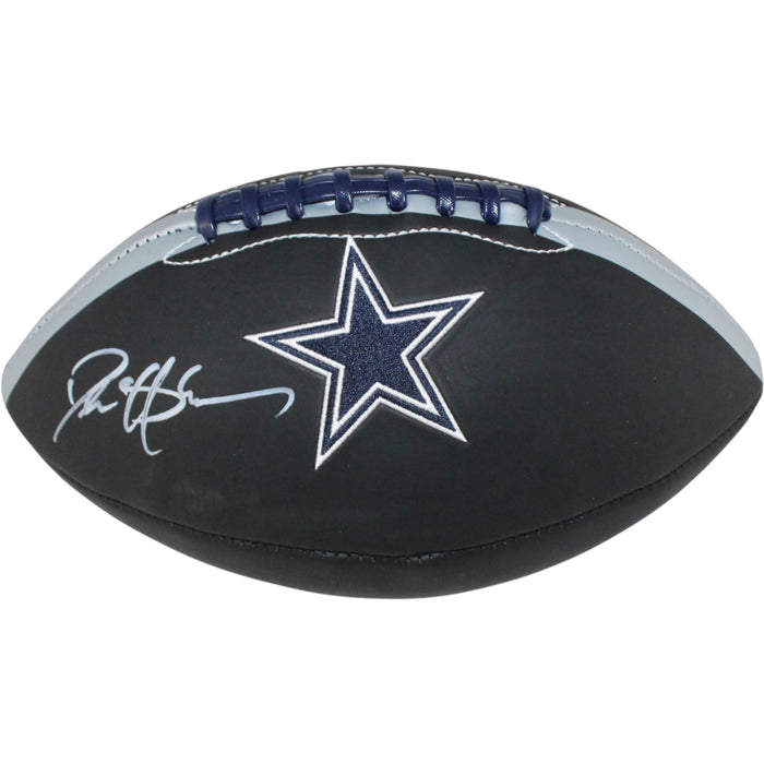 Deion Sanders Signed Dallas Cowboys Black Logo Football Beckett WIT-Powers Sports Memorabilia