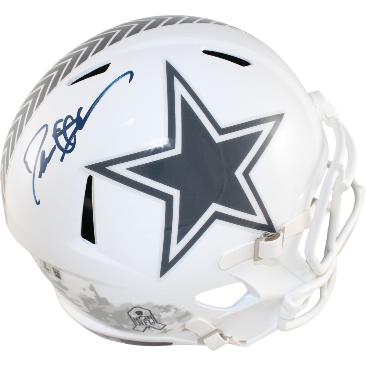 Deion Sanders Dallas Cowboys F/S 24 STS Signed Helmet Beckett Witness 51748 Beckett-Powers Sports Memorabilia