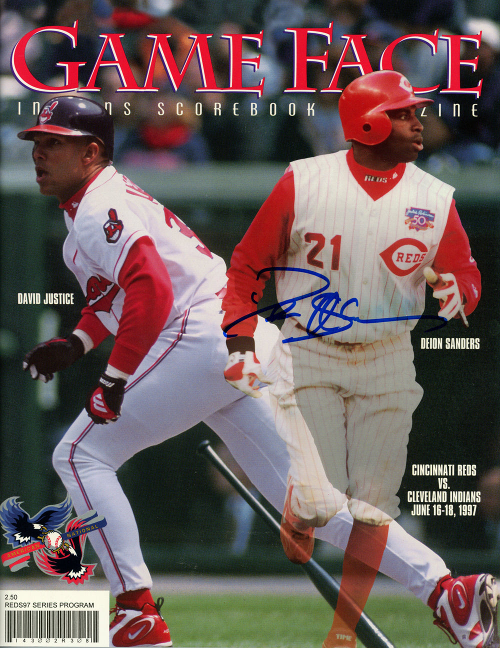 Deion Sanders Cincinnati Reds 6/16/1997 Signed Magazine vs Braves BAS-Powers Sports Memorabilia