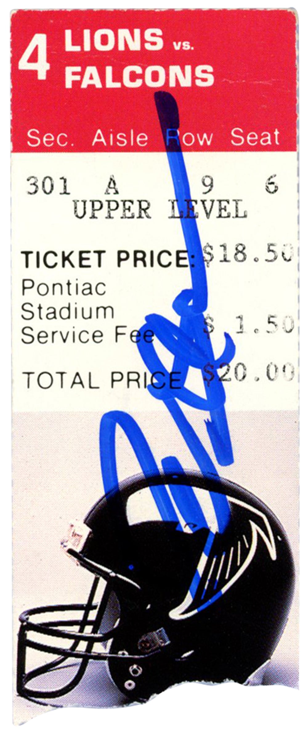 Deion Sanders Atlanta Falcons Signed Card - 9/16/1990 @ Lions Ticket Beckett-Powers Sports Memorabilia