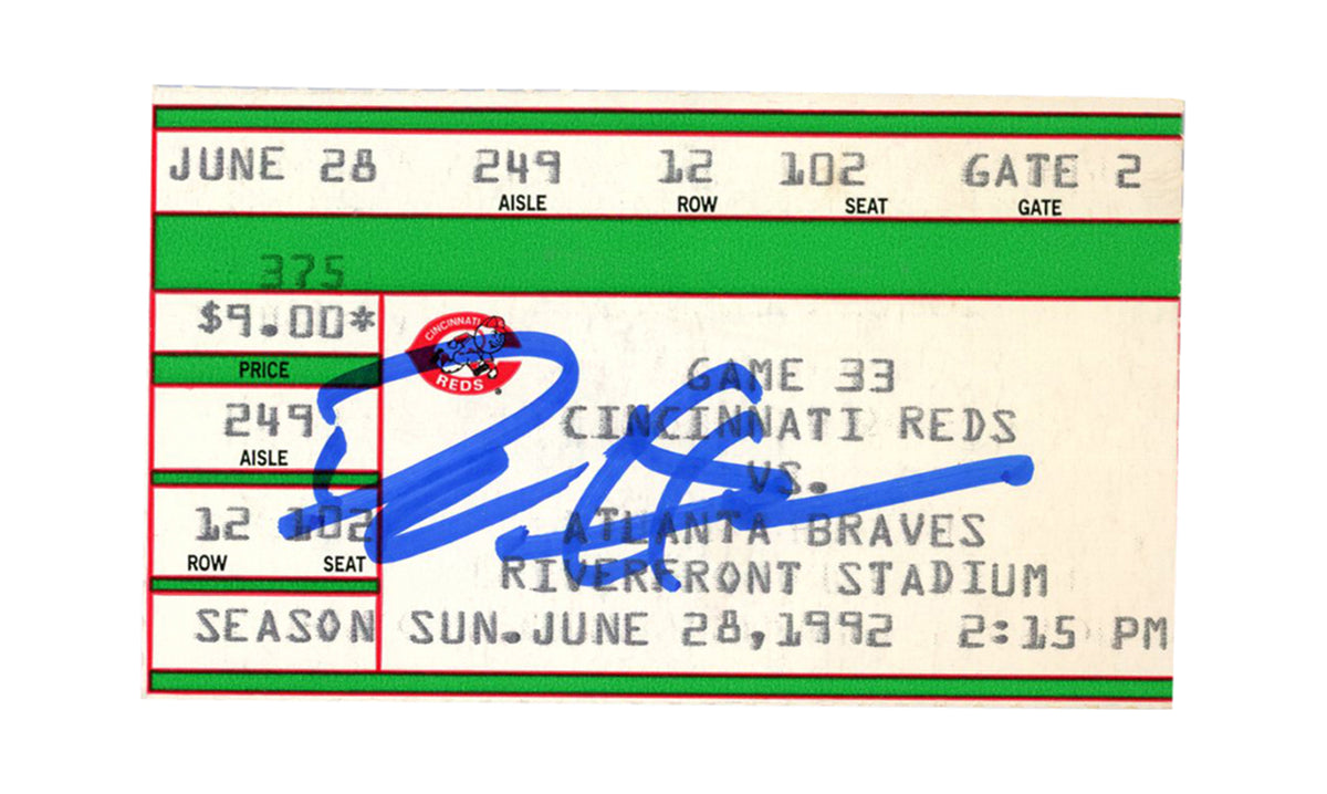 Deion Sanders Atlanta Braves Signed Card - 6/28/1992 vs Reds Ticket Beckett-Powers Sports Memorabilia