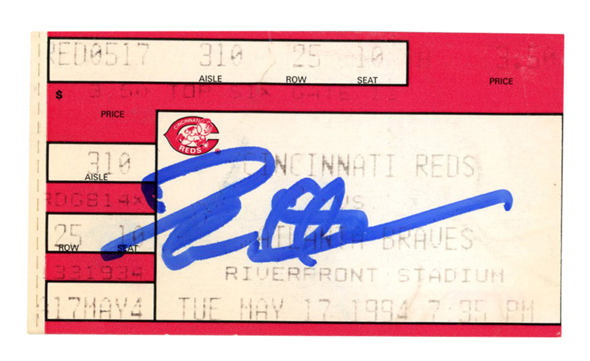 Deion Sanders Atlanta Braves Signed Card - 5/17/1994 @ Reds Ticket Beckett-Powers Sports Memorabilia