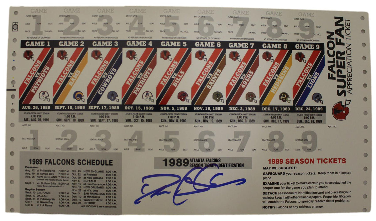 Deion Sanders Atlanta Falcons 1989 Season Signed Ticket Proof Sheet BAS-Powers Sports Memorabilia