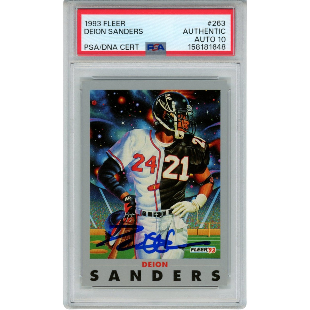 Deion Sanders Atlanta Falcons Signed Card - Braves PSA PSA - 55232-Powers Sports Memorabilia