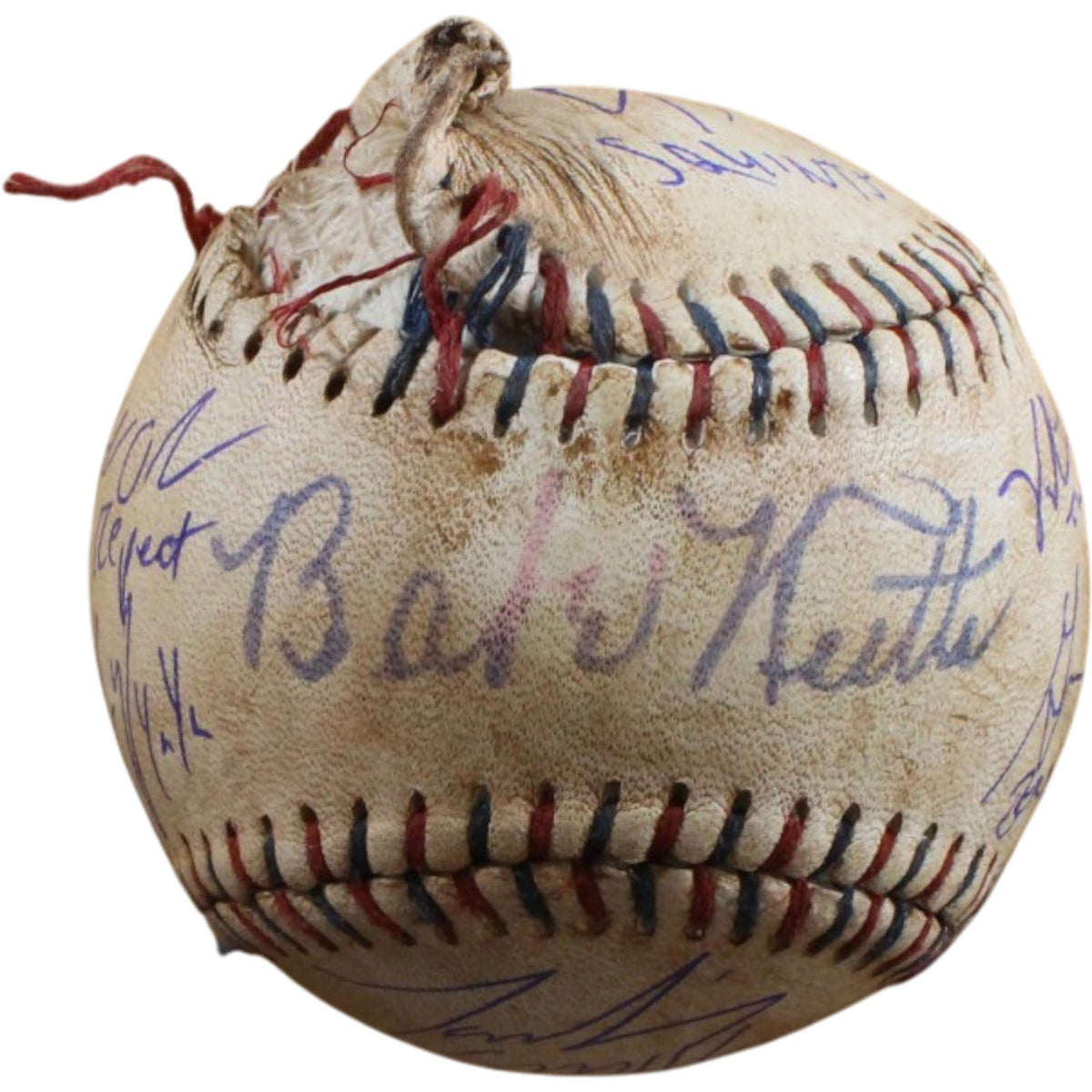 Cast Sandlot Signed Ripped Custom Baseball Renna +7 Character – Beckett Authenticated-Powers Sports Memorabilia