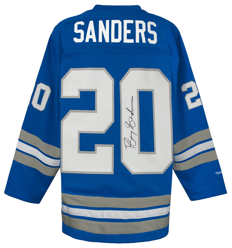 Barry Sanders Detroit Lions Autographed Maxxed Out Fashion M&N Hockey-Powers Sports Memorabilia