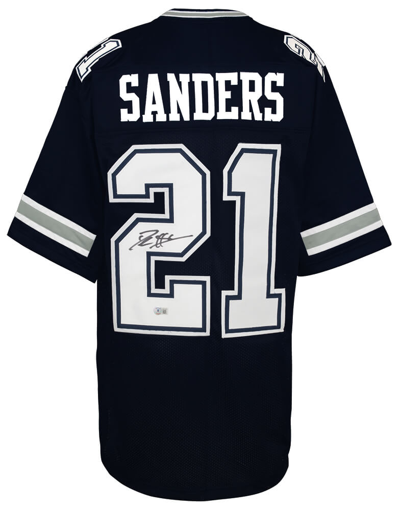 Deion Sanders Autographed Navy Throwback Custom Football Jersey-Powers Sports Memorabilia