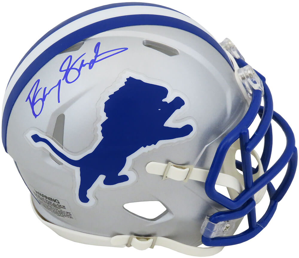 Barry Sanders Autographed Detroit Lions Throwback Riddell Speed Mini Helmet-Powers Sports Memorabilia