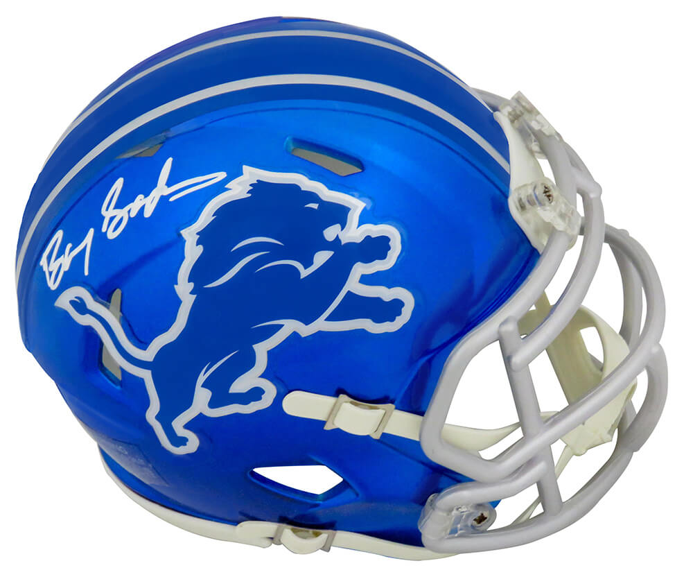 Barry Sanders Detroit Lions Autographed FLASH Riddell Mini Helmet-Powers Sports Memorabilia