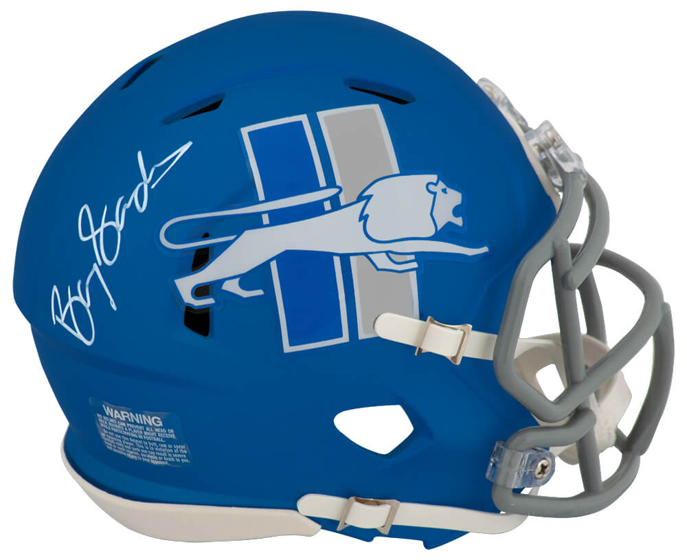 Barry Sanders Autographed Detroit Lions 2023 Alternate Blue Riddell Speed Mini Helmet-Powers Sports Memorabilia
