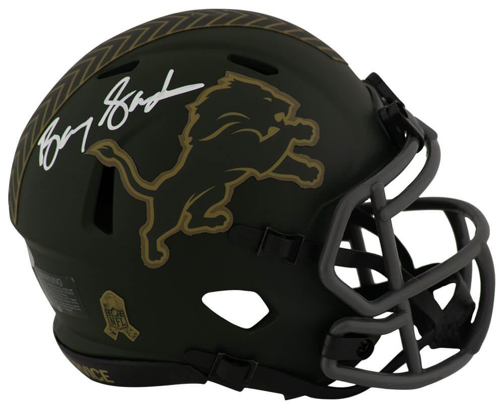 Barry Sanders Autographed Detroit Lions 2025 Salute Riddell Speed Mini Helmet-Powers Sports Memorabilia